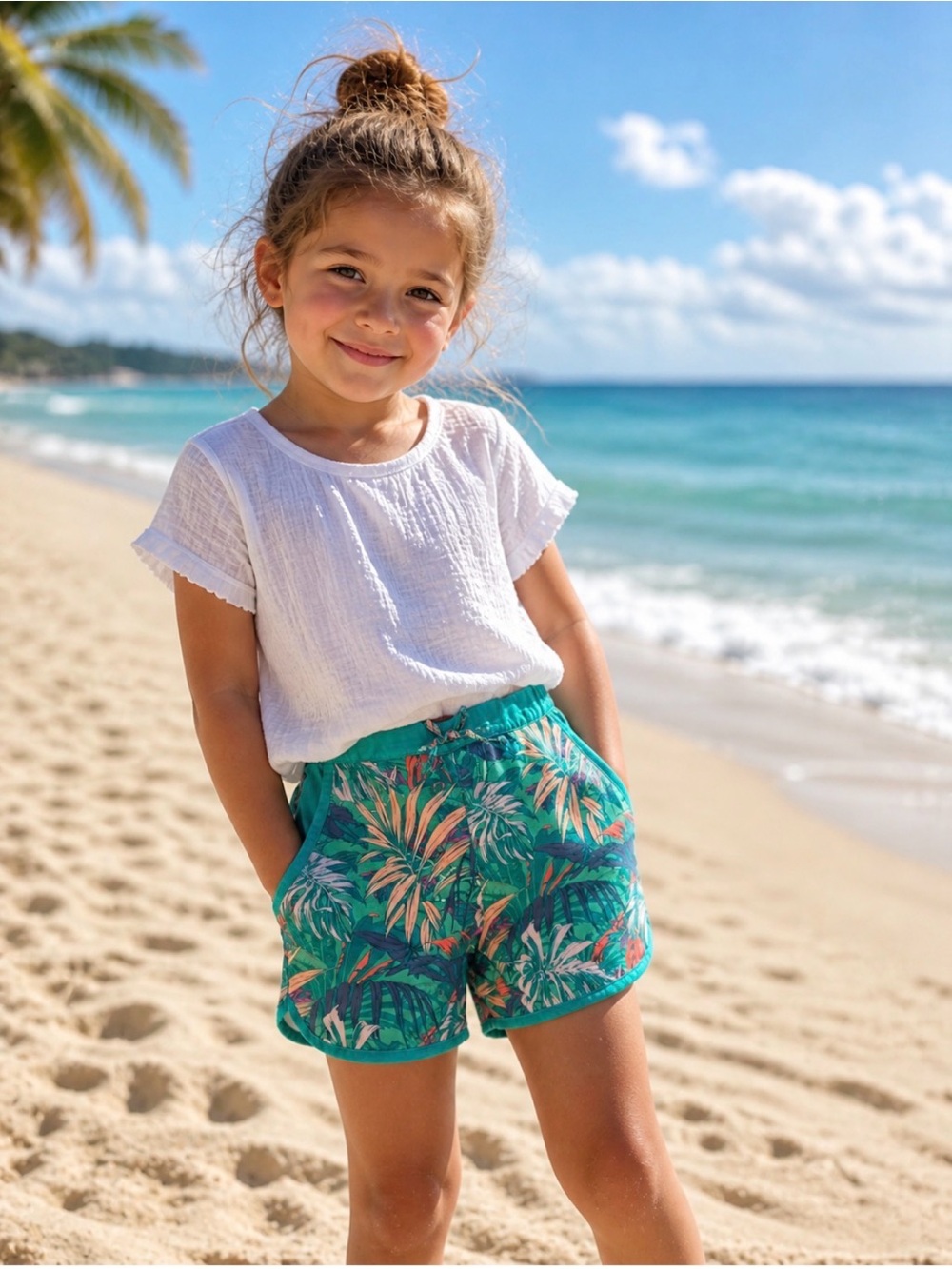 Columbia Girls Teal Tropical Print Shorts